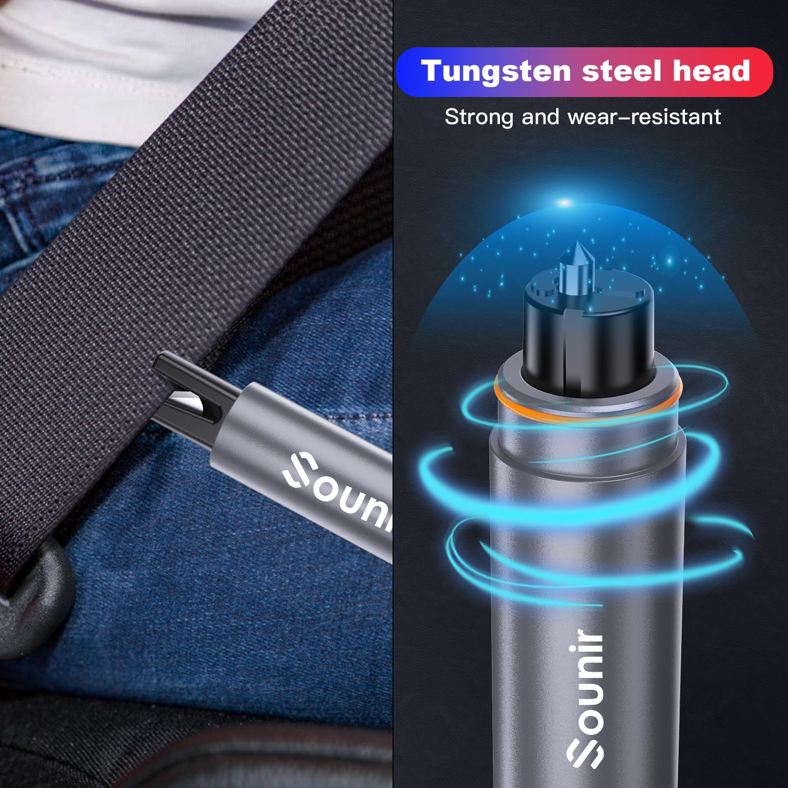 2 Packs Upgraded Safety Hammer Underwater Window Breaker Emergency Escape Tool, Car Hammer Seat Belt Cutter, Instant Glass Breaker Seat Belt Cutter (Black)