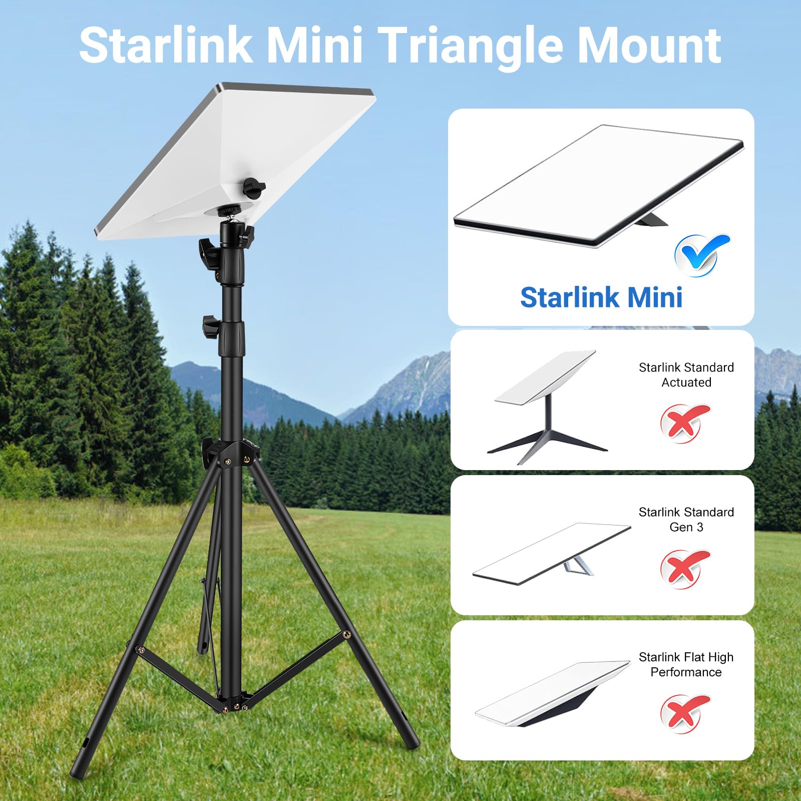 Starlink Mini Tripod - Starlink Mini Adapter Kit with 360° Adjustment Gimbal, Suitable for Courtyard, Field Work, Camping and RV Travel